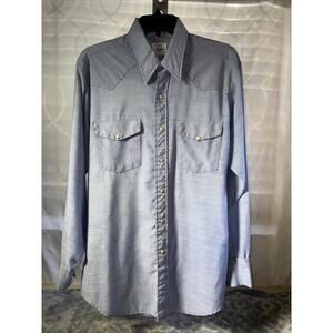 Vtg JC Penny Big Mac Permanent Press Western Shirt Men L  Pearl Snap Flap Pocket